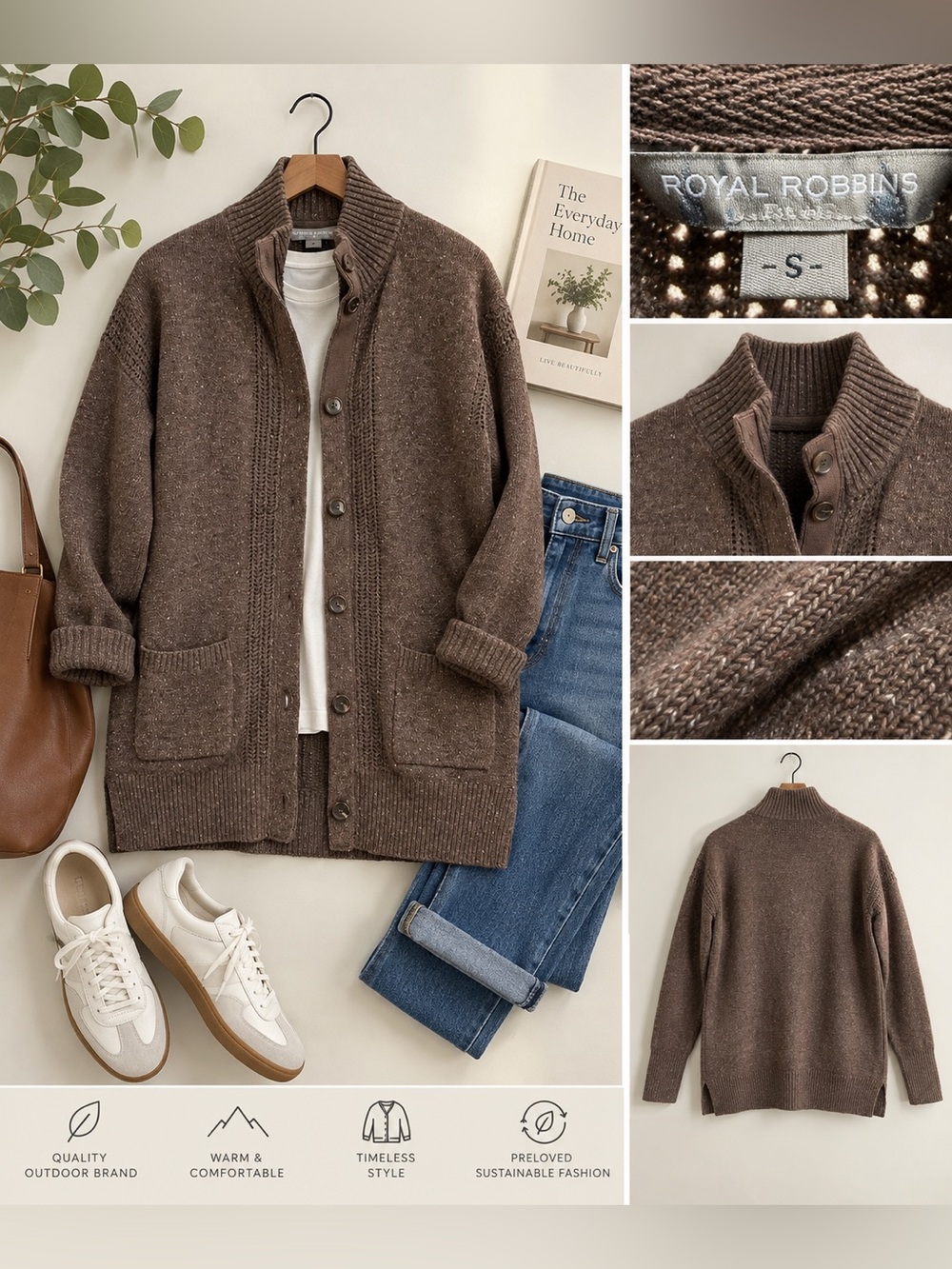 Royal Robbins Women’s Brown Speckled Knit Cardigan